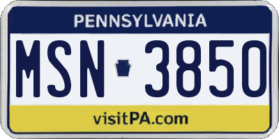 PA license plate MSN3850