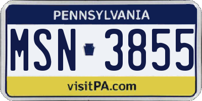 PA license plate MSN3855