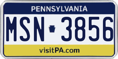 PA license plate MSN3856