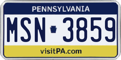 PA license plate MSN3859