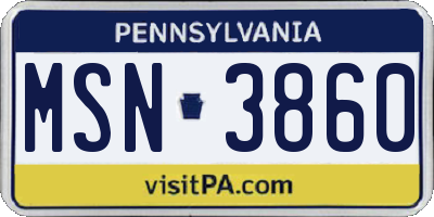 PA license plate MSN3860