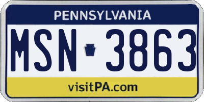 PA license plate MSN3863