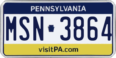 PA license plate MSN3864