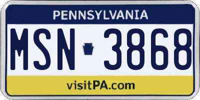 PA license plate MSN3868