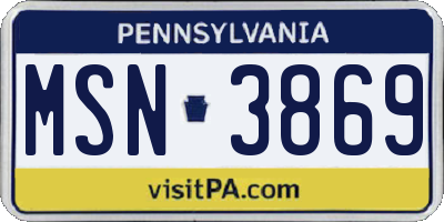 PA license plate MSN3869