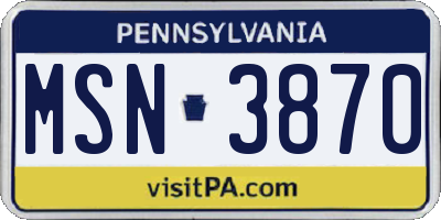 PA license plate MSN3870
