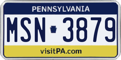 PA license plate MSN3879