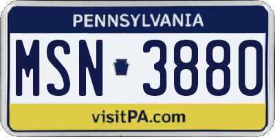 PA license plate MSN3880