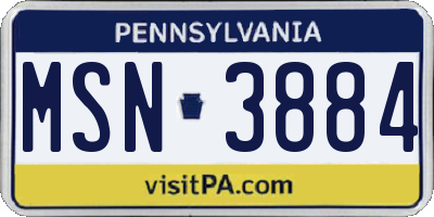 PA license plate MSN3884