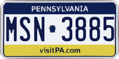 PA license plate MSN3885