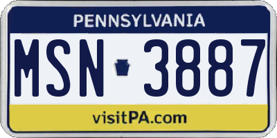 PA license plate MSN3887