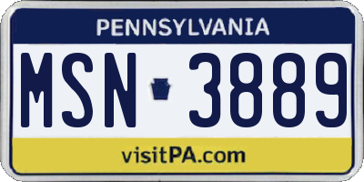 PA license plate MSN3889