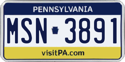 PA license plate MSN3891