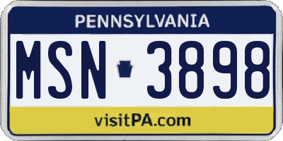 PA license plate MSN3898