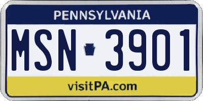 PA license plate MSN3901