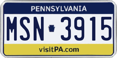 PA license plate MSN3915