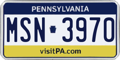 PA license plate MSN3970