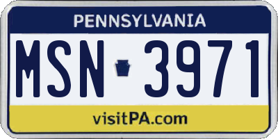 PA license plate MSN3971