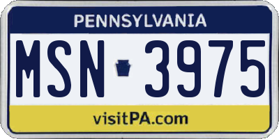 PA license plate MSN3975