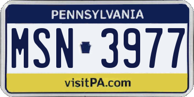 PA license plate MSN3977