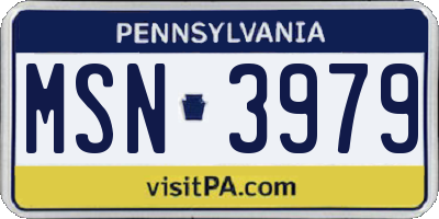 PA license plate MSN3979