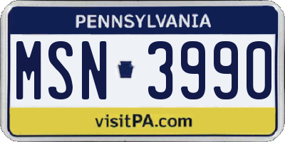 PA license plate MSN3990