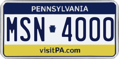 PA license plate MSN4000