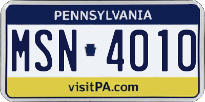 PA license plate MSN4010