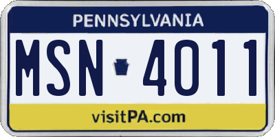 PA license plate MSN4011