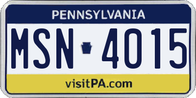 PA license plate MSN4015