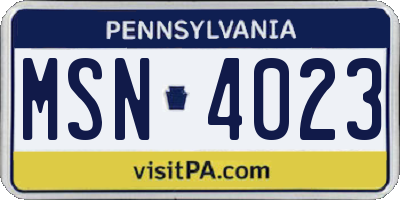 PA license plate MSN4023
