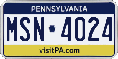 PA license plate MSN4024