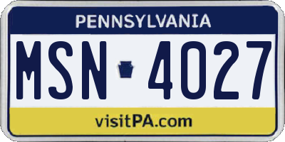 PA license plate MSN4027