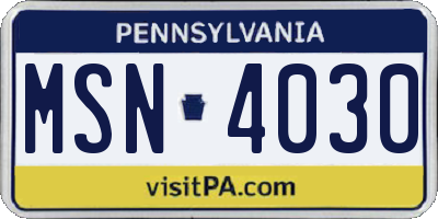 PA license plate MSN4030