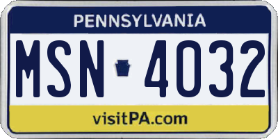 PA license plate MSN4032