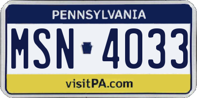 PA license plate MSN4033