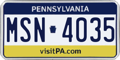 PA license plate MSN4035