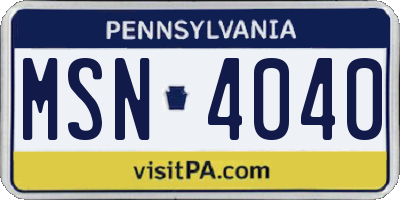 PA license plate MSN4040