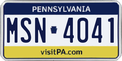 PA license plate MSN4041