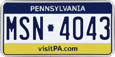 PA license plate MSN4043