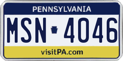 PA license plate MSN4046
