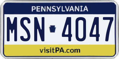 PA license plate MSN4047