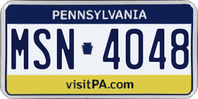 PA license plate MSN4048