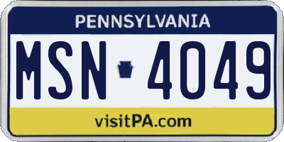 PA license plate MSN4049