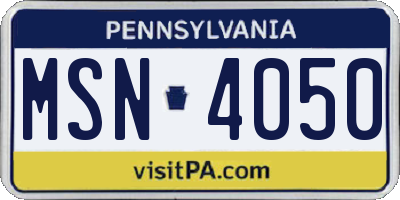 PA license plate MSN4050