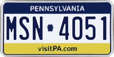 PA license plate MSN4051