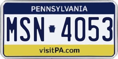 PA license plate MSN4053