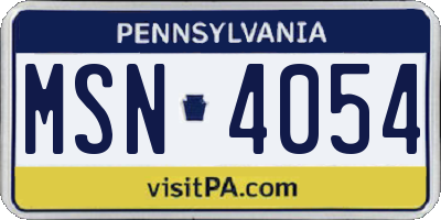PA license plate MSN4054