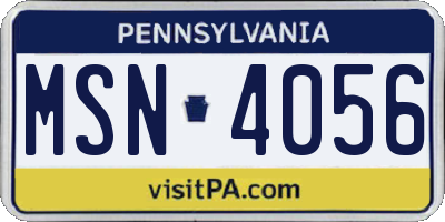 PA license plate MSN4056