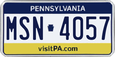 PA license plate MSN4057